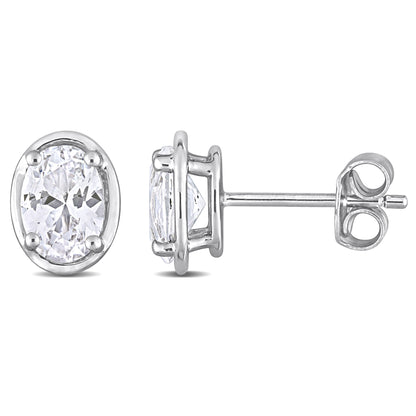 2.54 ct TGW Created white sapphire fashion post earrings silver