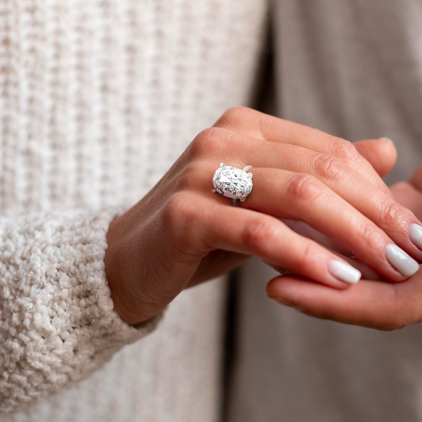 8 CT DEW Created Moissanite-White Fashion Ring 10k White Gold