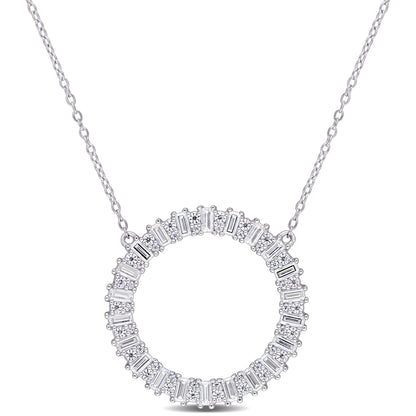 1 3/4 ct Dew created moissanite-white fashion necklace with chain silver