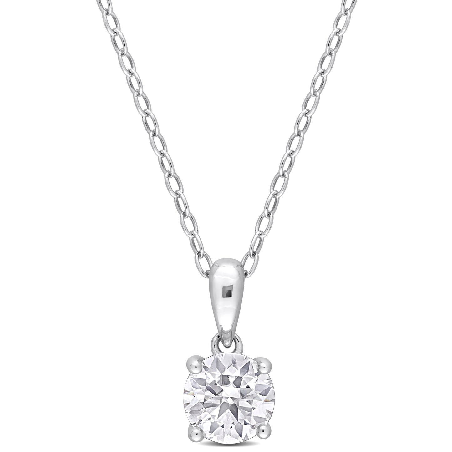 1 ct TGW White topaz fashion pendant with chain silver