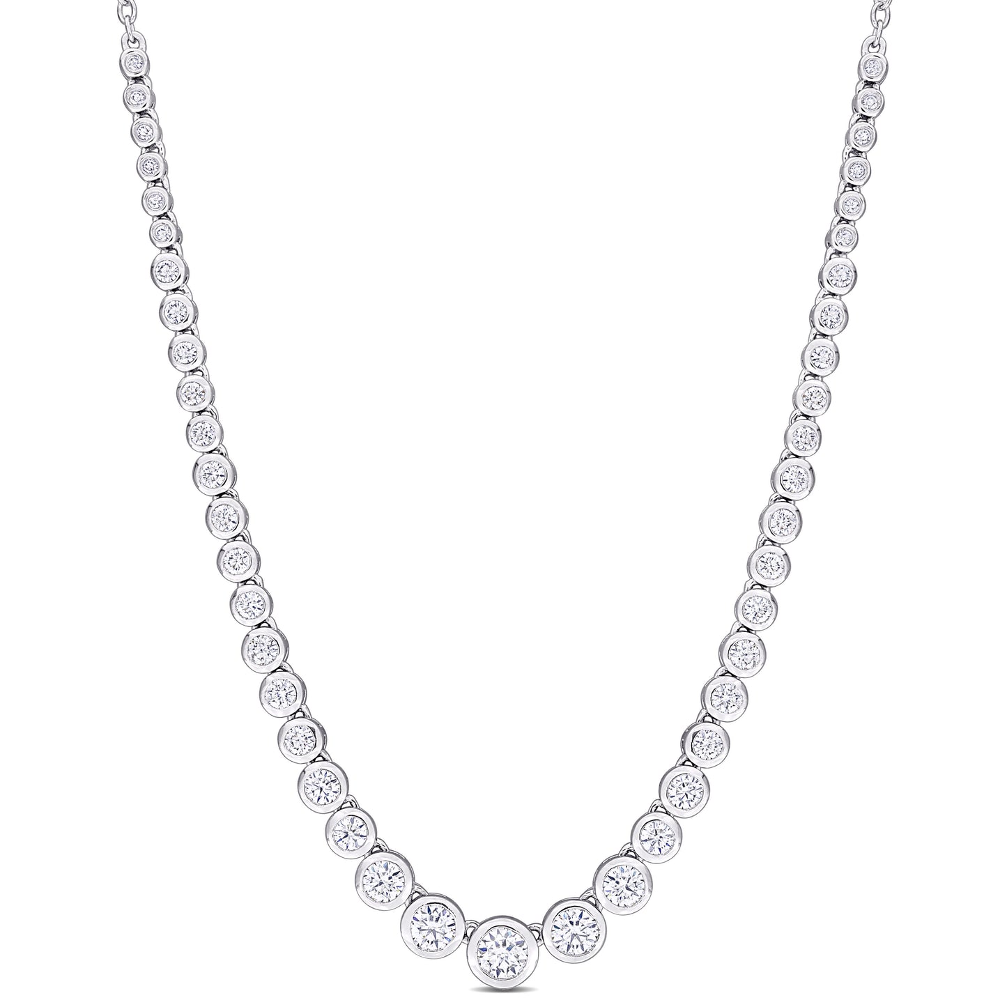 Moissanite Graduated Round Bezel Necklace