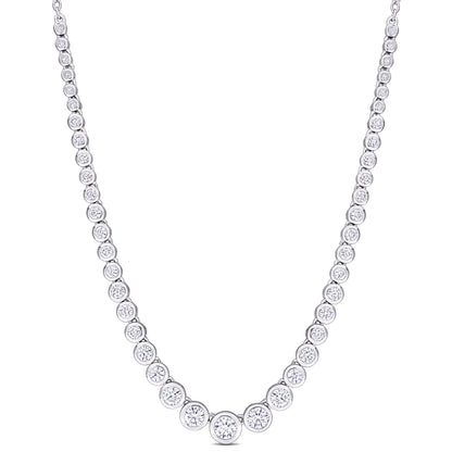 Moissanite Graduated Round Bezel Necklace