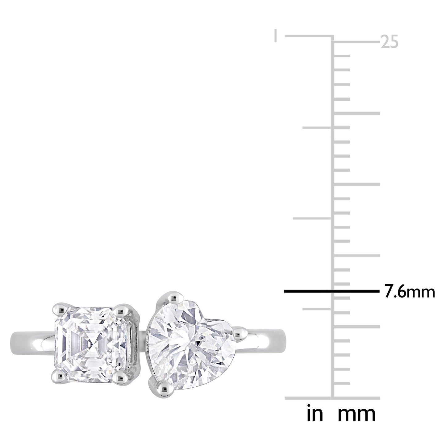 2 ct T.G.W Moissanite Heart and Octagon Ring