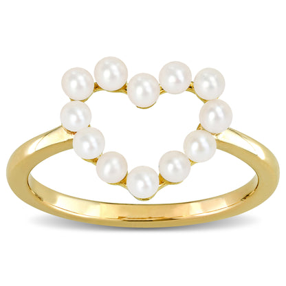 2-2.5 MM White Freshwater Cultured Pearl Fashion Ring 14k Yellow Gold