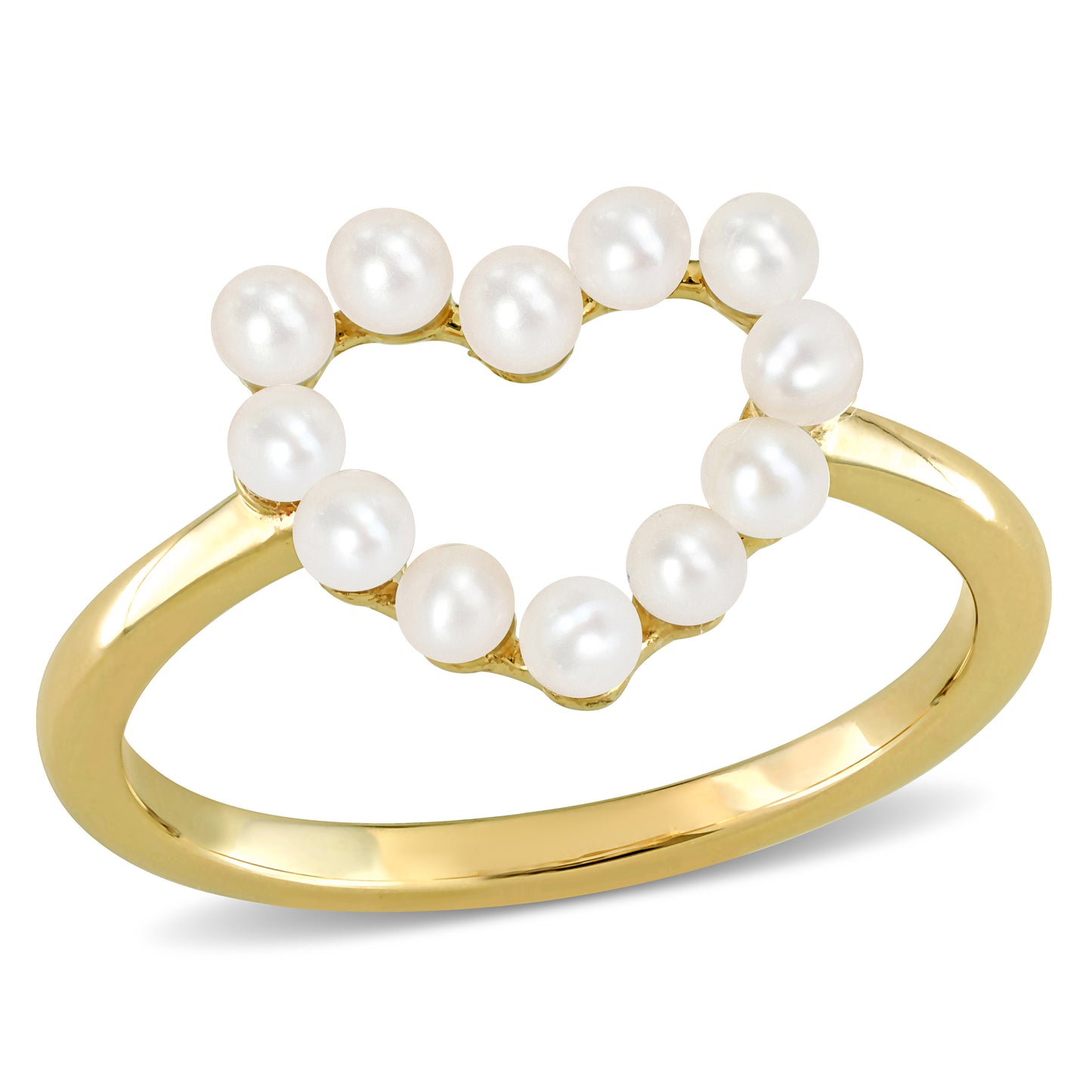 2-2.5 MM White Freshwater Cultured Pearl Fashion Ring 14k Yellow Gold