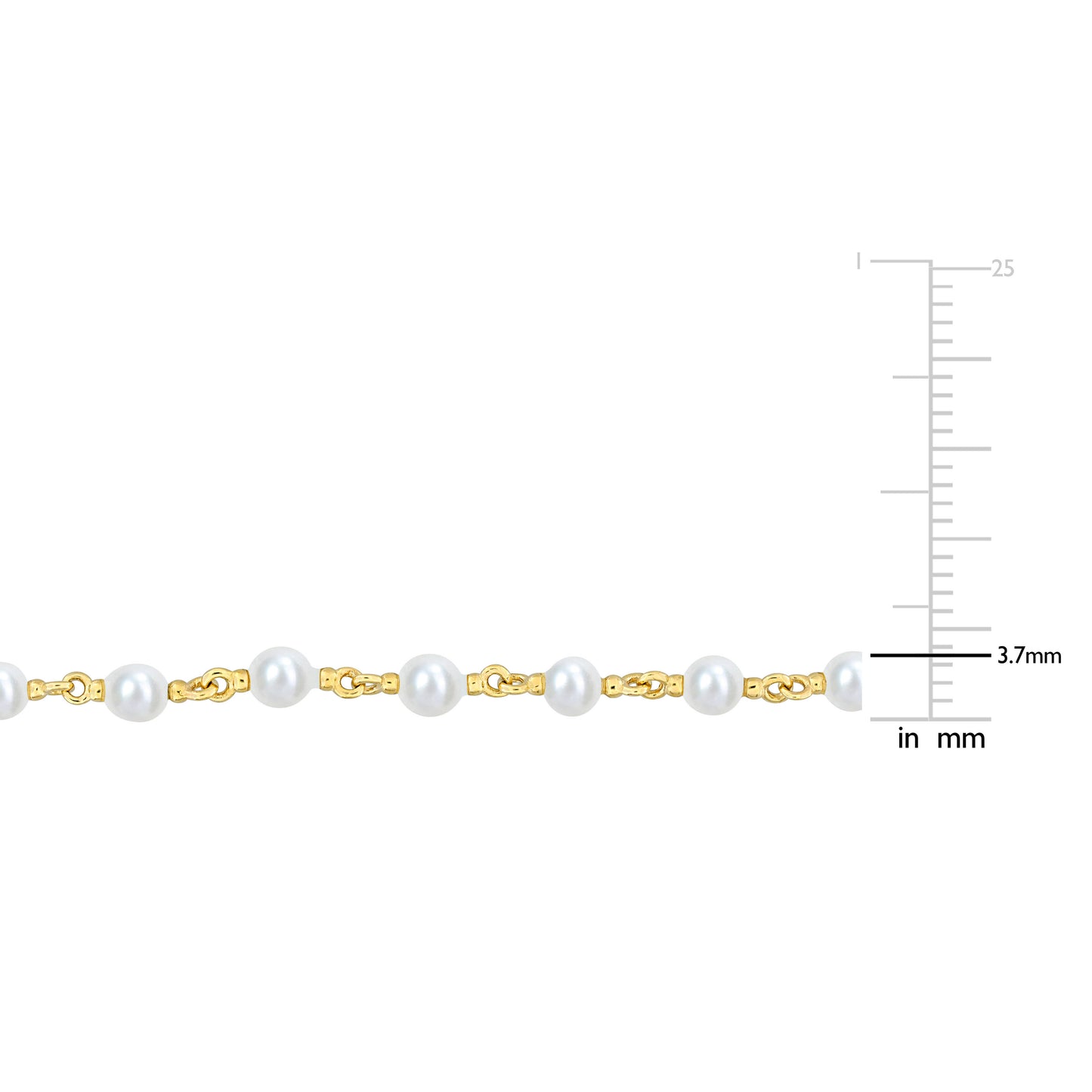 3.5 - 4 MM White Freshwater Cultured Pearl Bracelet 10k Yellow Gold Length (inches): 7.25