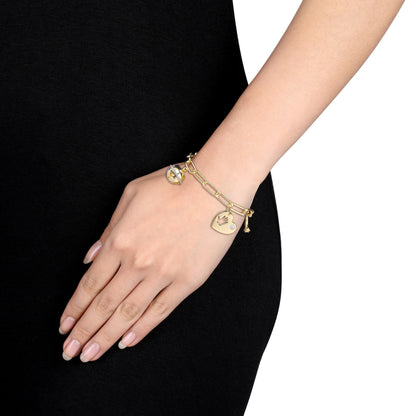 Diamond 4-Charm Paperclip Bracelet