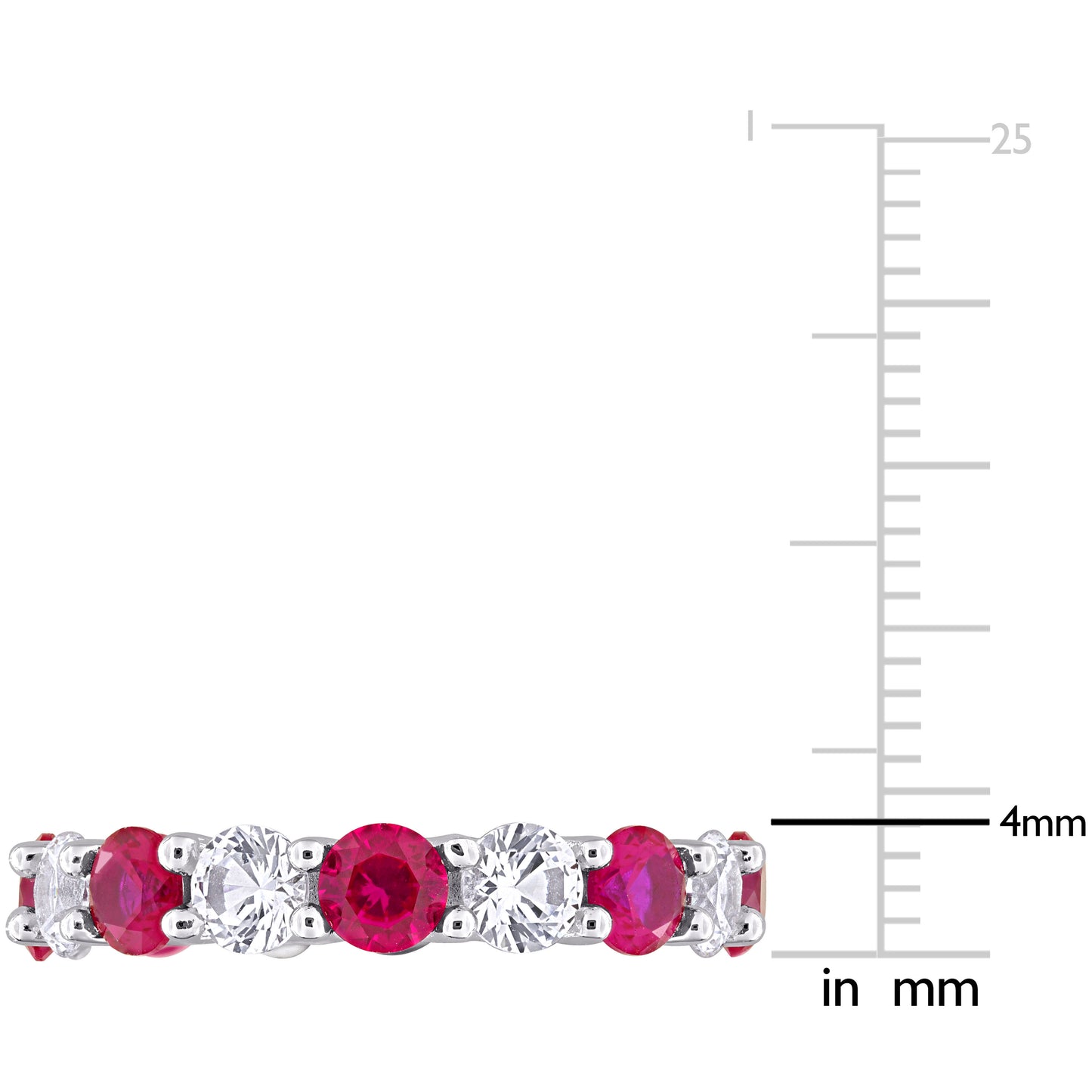 5 CT TGW Created Ruby Created White Sapphire Eternity Ring Silver