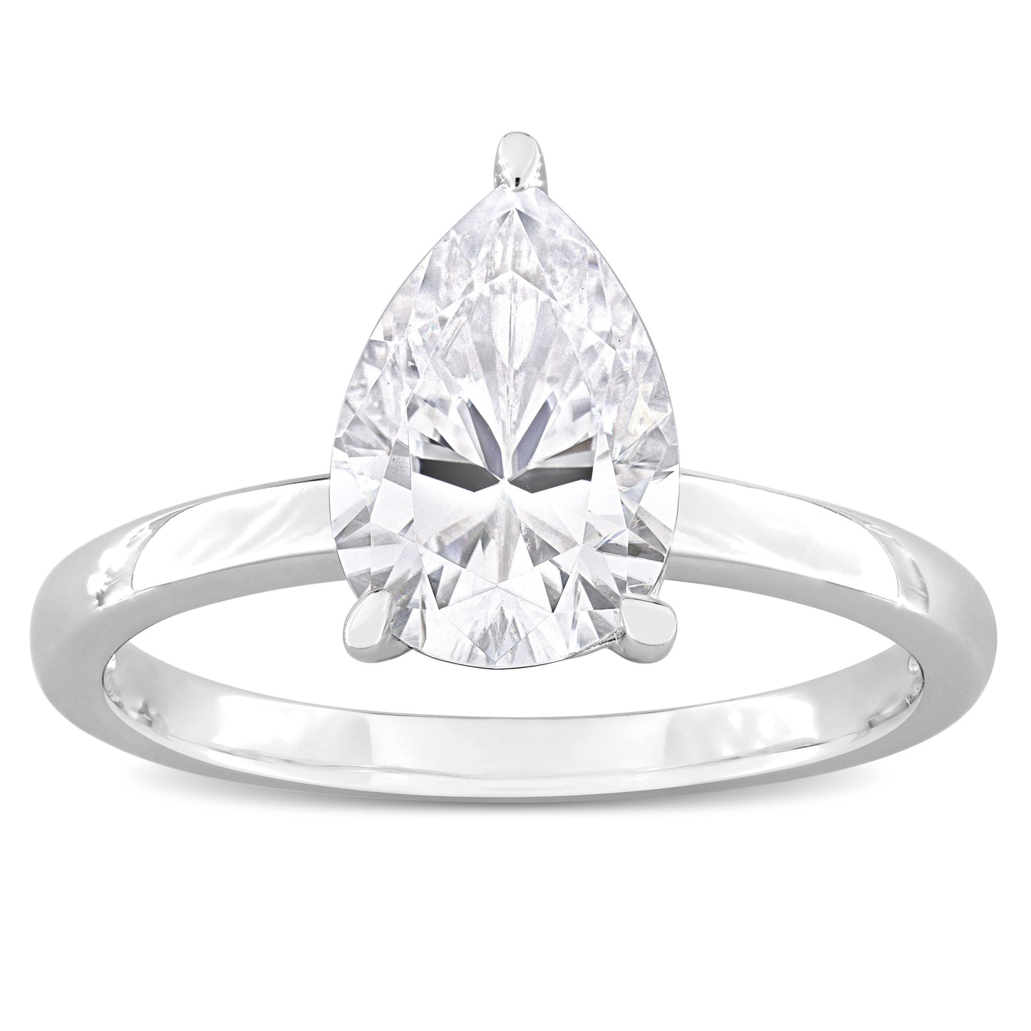 2 ct Dew Pear Shape created moissanite-white fashion ring silver