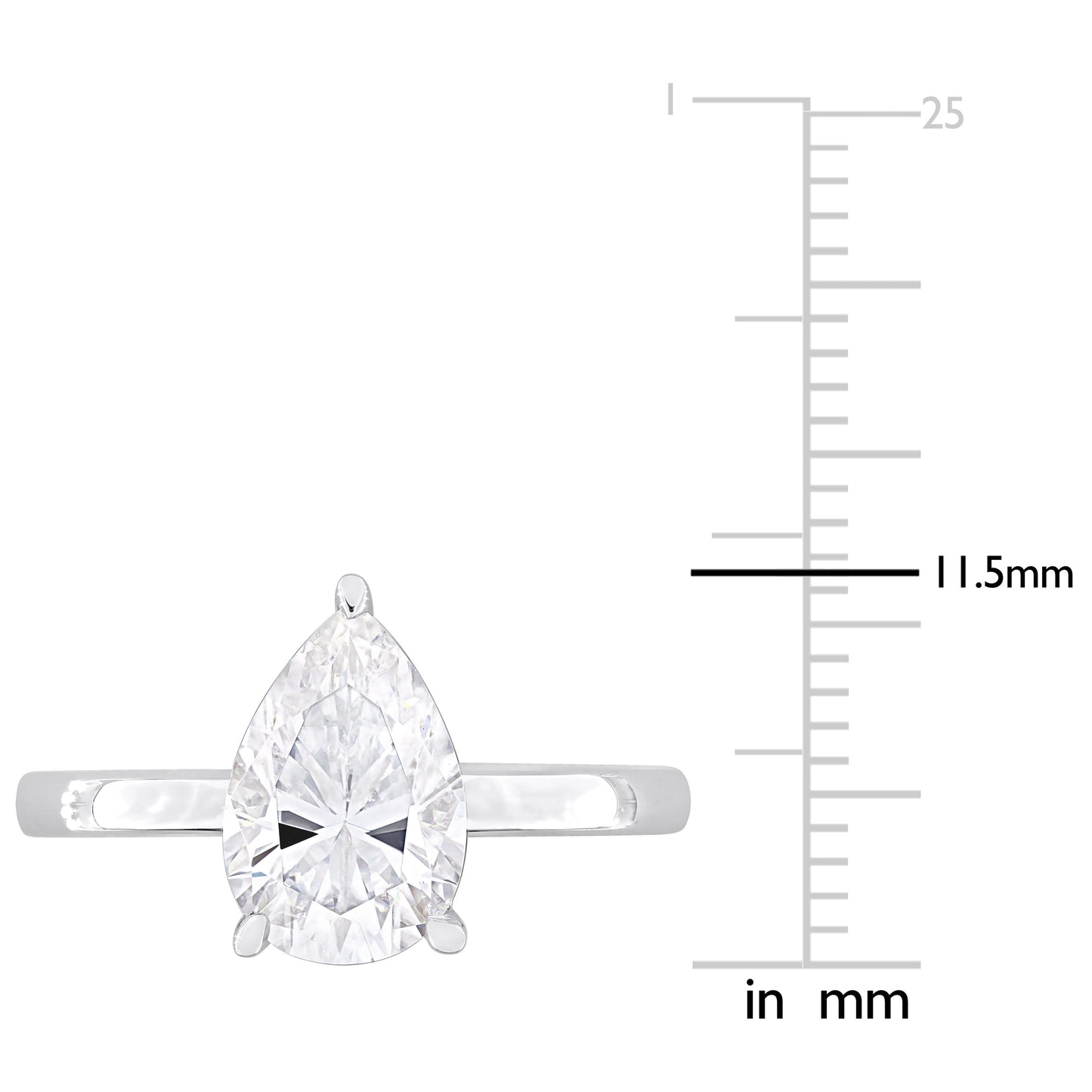 2 ct Dew Pear Shape created moissanite-white fashion ring silver