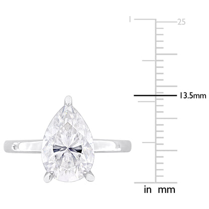 3 ct Dew Pear Shape created moissanite-white fashion ring silver