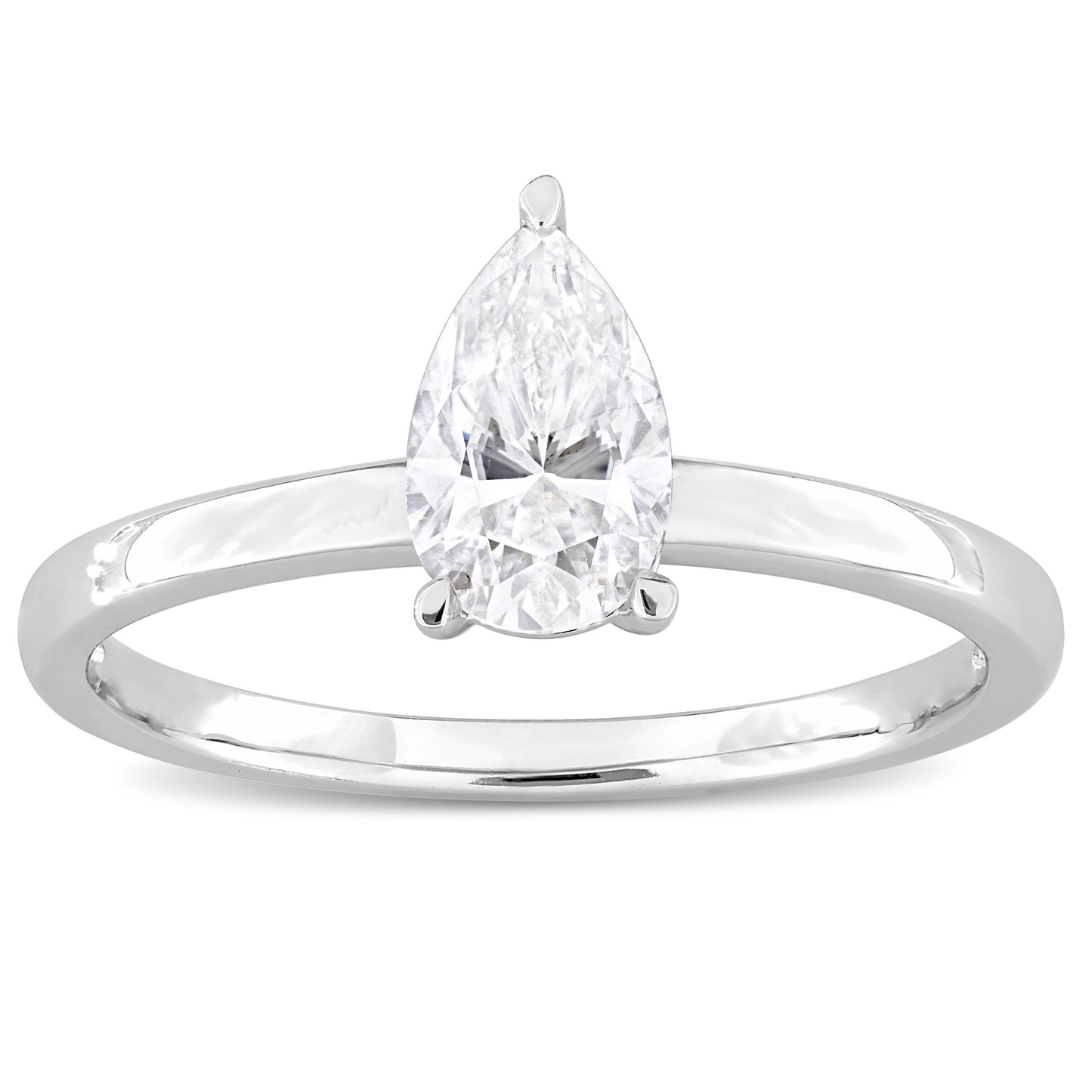 1 ct Dew Pear Shape created moissanite-white fashion ring silver