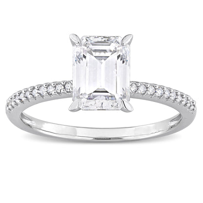 1/10 CT Diamond TW And 1 3/4 CT DEW Created Moissanite-White Fashion Ring 14k White Gold GH I1;I2