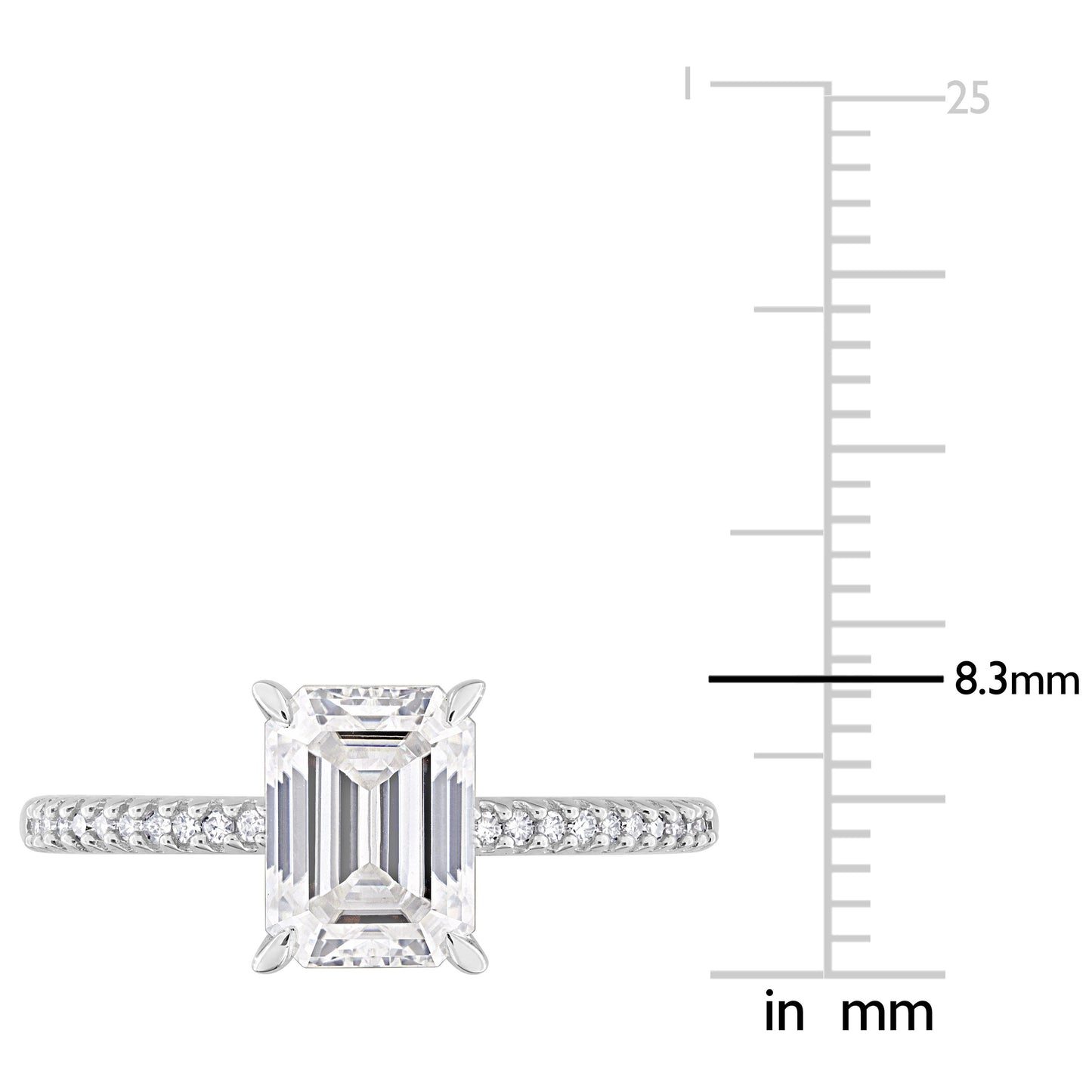 1/10 CT Diamond TW And 1 3/4 CT DEW Created Moissanite-White Fashion Ring 14k White Gold GH I1;I2