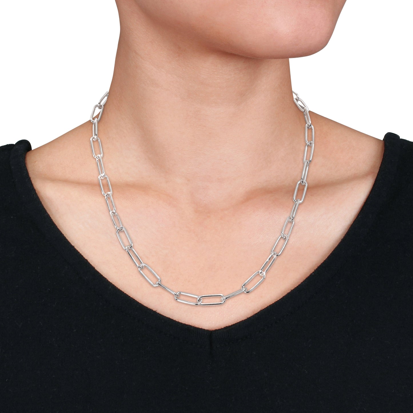 6MM Silver paperclip necklace