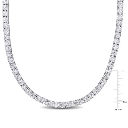 33 ct TGW Created white sapphire necklace silver white tongue and groove clasp length (inches): 17