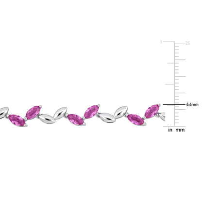 20 CT TGW Created Pink Sapphire Necklace Silver White w/ Box Clasp Length (inches): 17