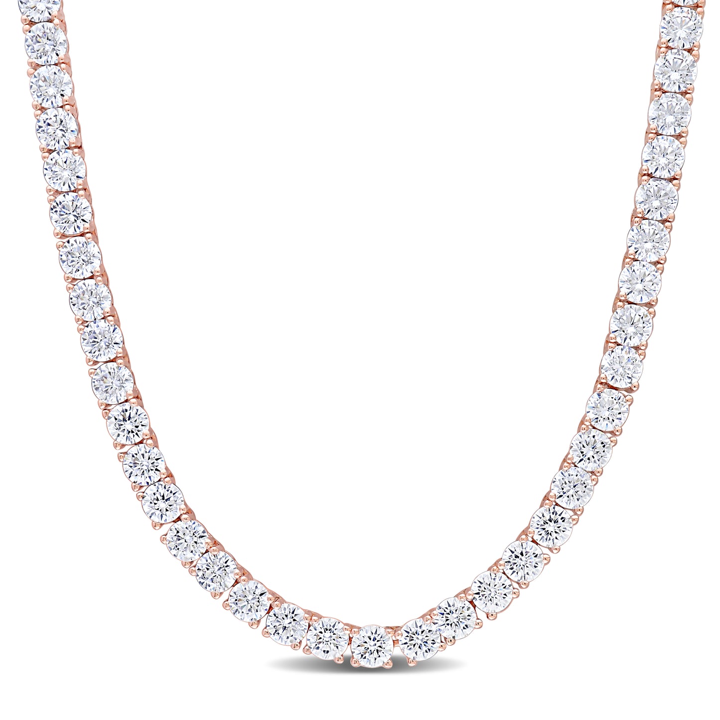 Cubic Zirconia Tennis Necklace Silver Rose