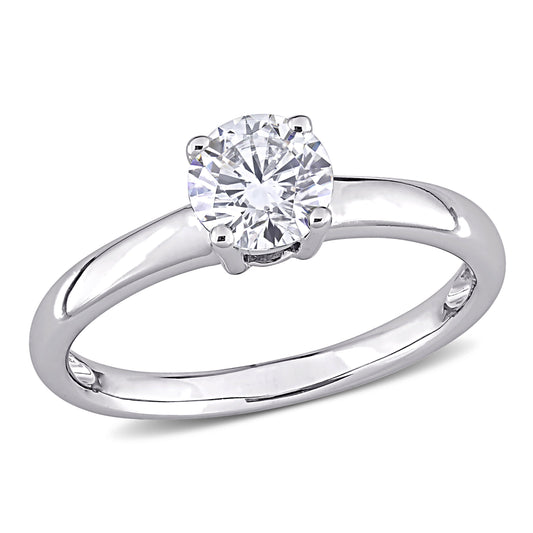 0.80 CT DEW Created Moissanite-White Fashion Ring 14k White Gold