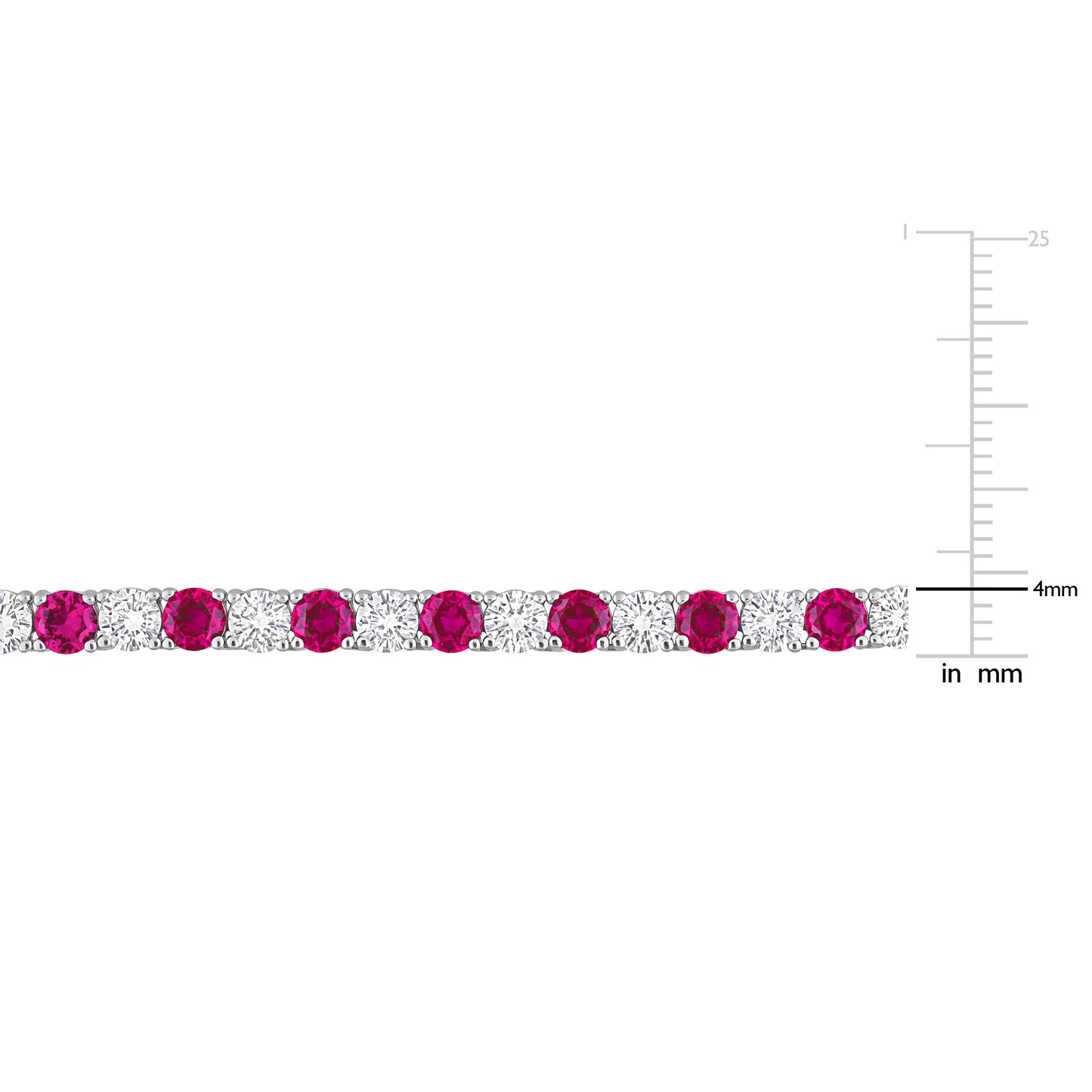 47 1/2 ct TGW Created ruby and white sapphire bracelet & necklace silver white tongue and groove clasp length (inches): 7.25-17